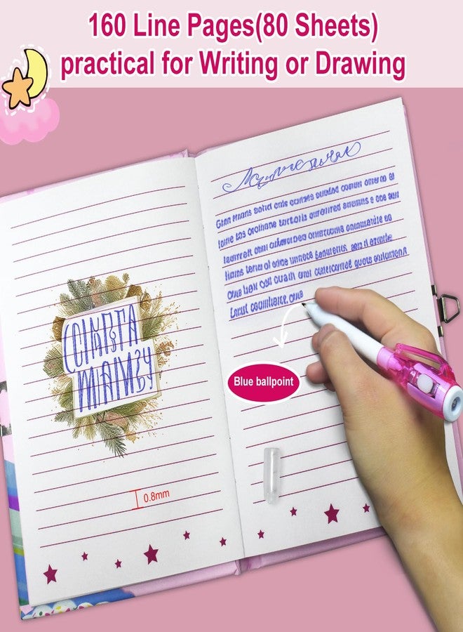 GINMLYDA Pop Girls Diary with Lock and Invisible Ink Double-end Pen, 7.5x5.4” 160 Lined Page Fidget Colorful Heart Girls Journal for Kids Secret Notebook Pen Set Birthday Gifts for Girls 5 6 7 8 9 10 Years Old - Image 4
